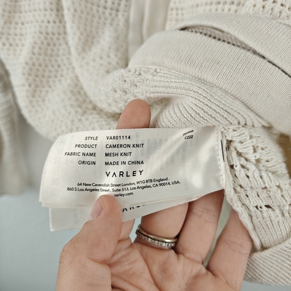 VARLEY Cameron Open Knit Zip Up Jacket In Cream Size M - Picture 15 of 15